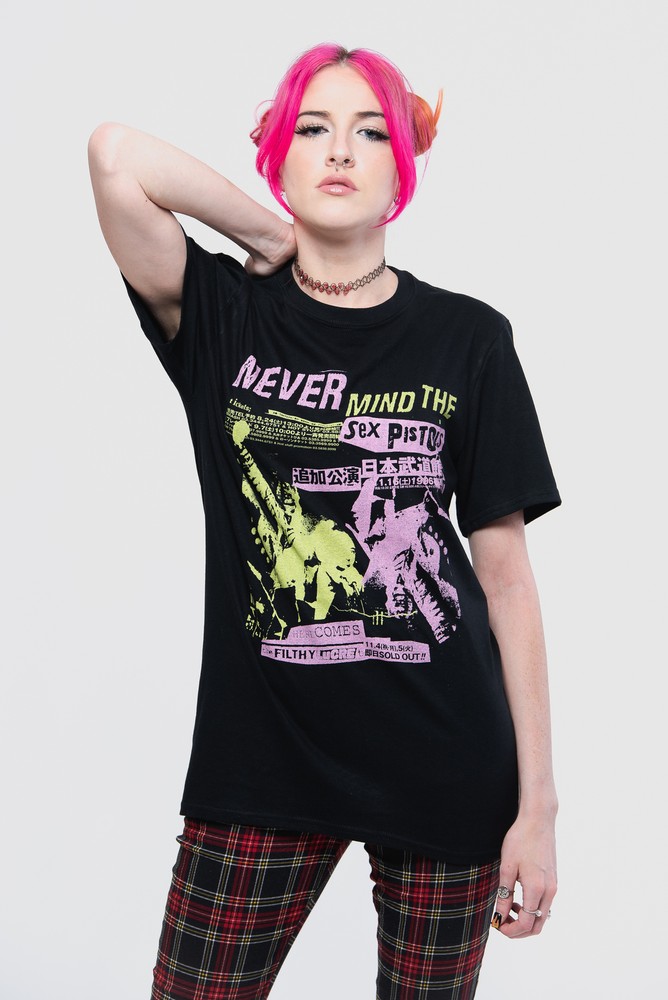 Sex Pistols Japanese Tour Poster Filthy Lucre Official Unisex Black Tee