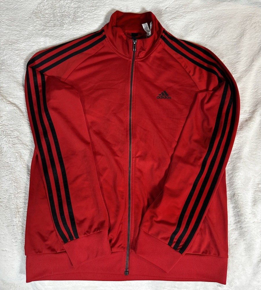 Adidas Medium Red Windbreaker Full Zip Jacket