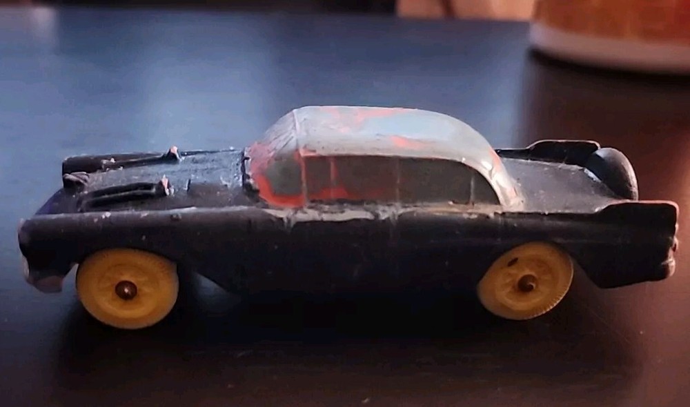 Vintage Auburn Blue Rubber Toy Car With Continental Kit  Made in USA  #506