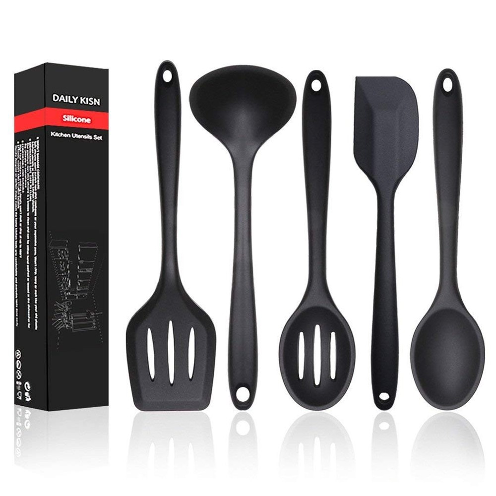 Silicone Kitchen Utensils Set, 5 PCS Heat Resistant Non Stick Cooking Tools, ...