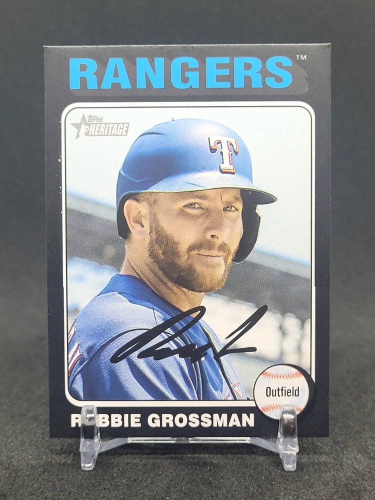 Robbie Grossman 2024 Topps Heritage Mini #142 Black Border /50 SP Texas Rangers