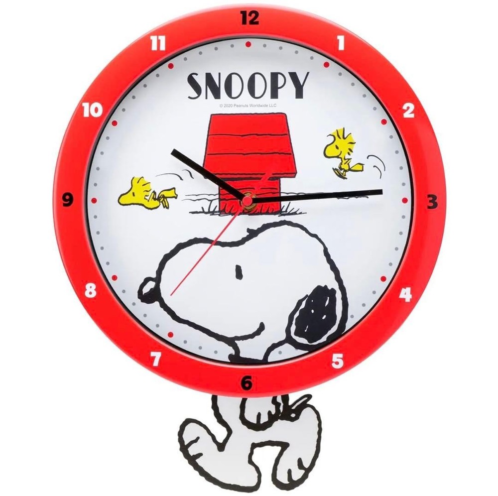 Rare Snoopy Swing Wall Clock Red Silent Smooth Sweep Second Hand New