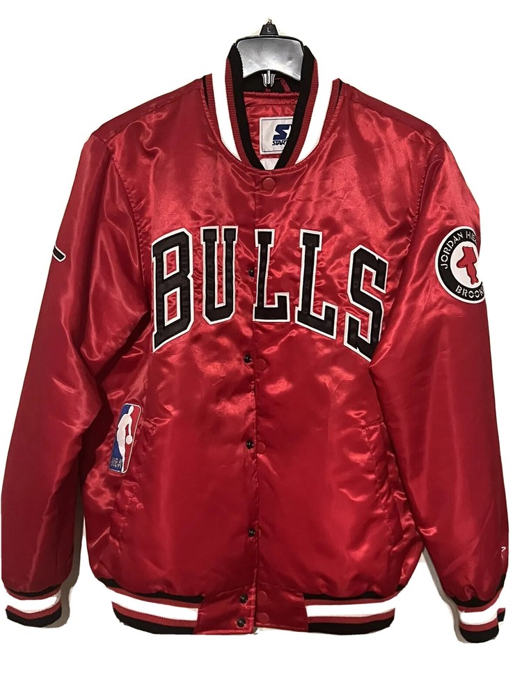 Chicago Bulls Starter Jacket Michael Jordan Jordan Heads Brooklyn RED Large