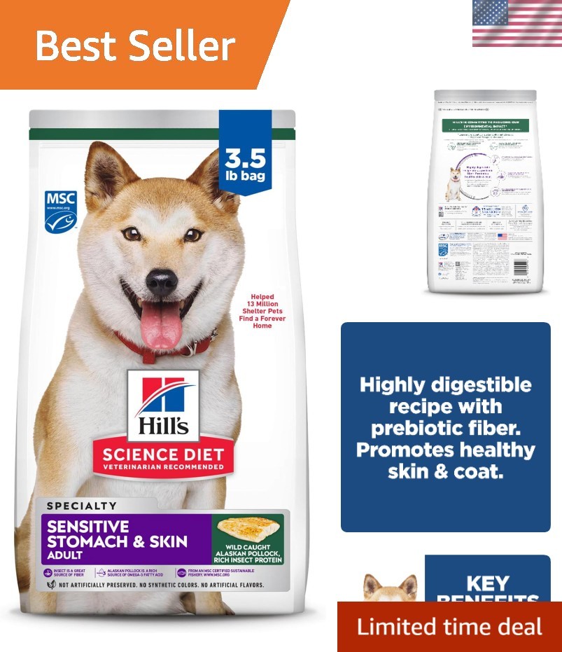 Adult Dog Food for Sensitive Stomach & Skin - 3.5 lb Pollock, Barley Formula