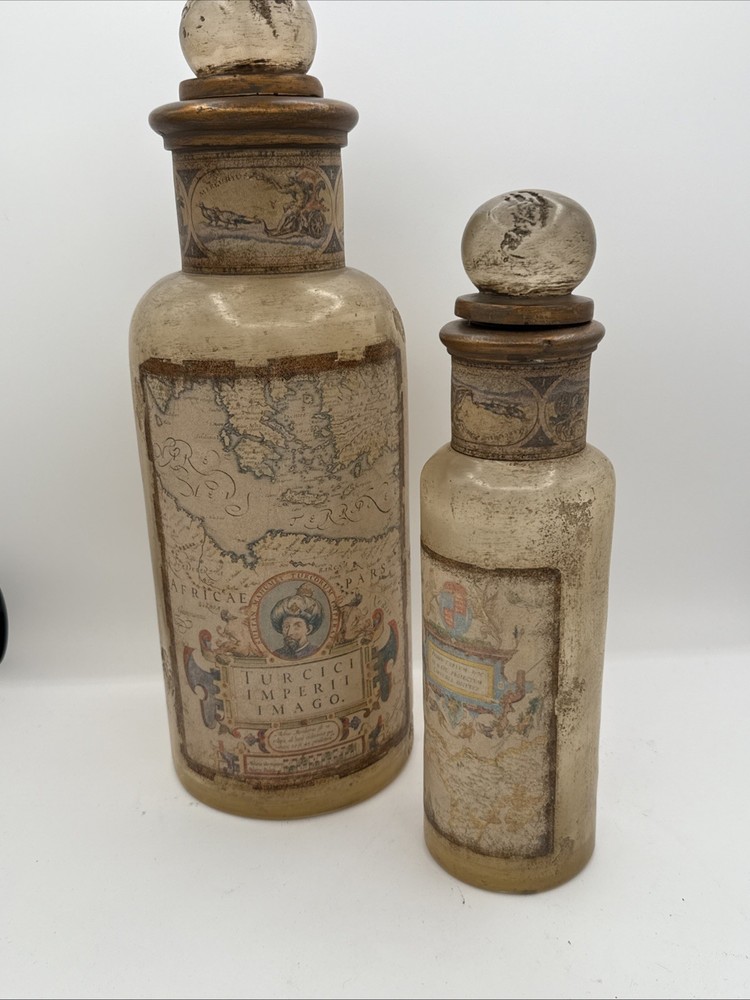 Pair Uttermost Turkish Empire Bottles W/Stoppers Resin Decor 19221 Discontinued