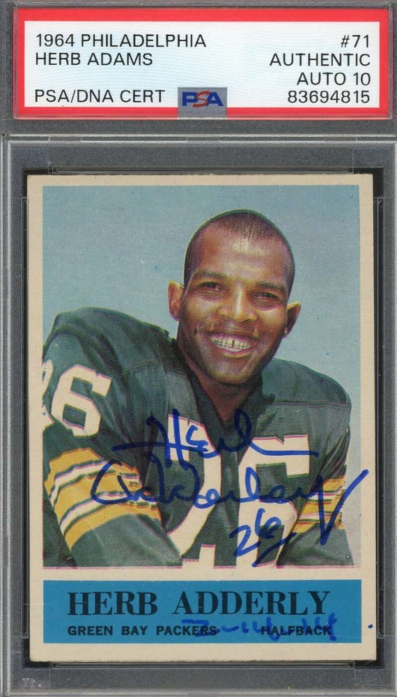 Herb Adderly 1964 Philadelphia Rookie PSA DNA Autograph Gem Mint 10