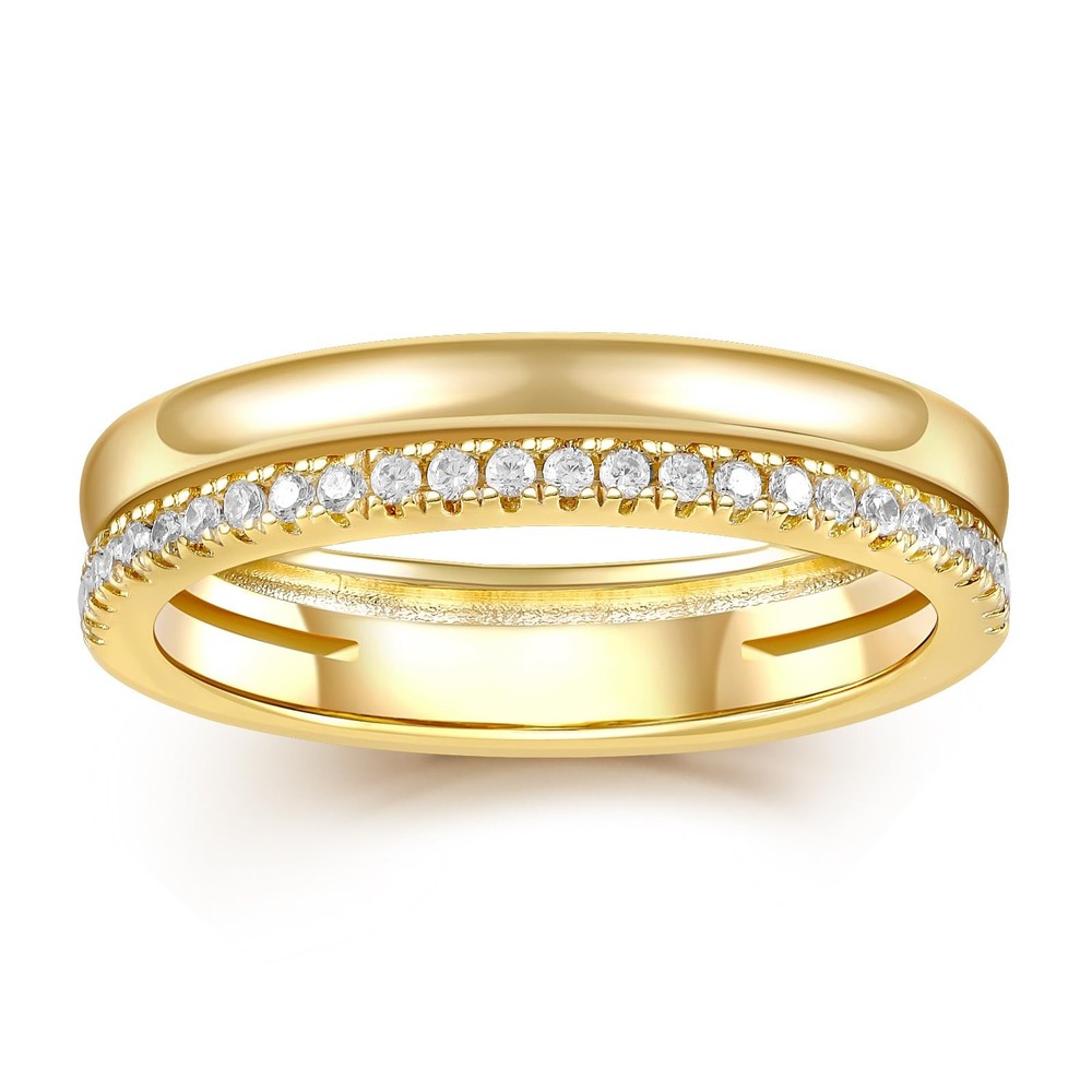 Moissanite Stackable Rings for Women in 18K Gold Plated Sterling Silver