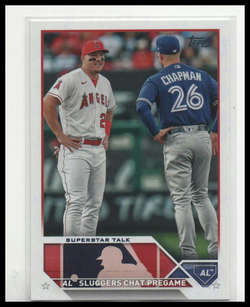 2023 Topps Update US313 Superstar Talk Mike Trout Matt Chapman Angels Blue Jays Baseball Card