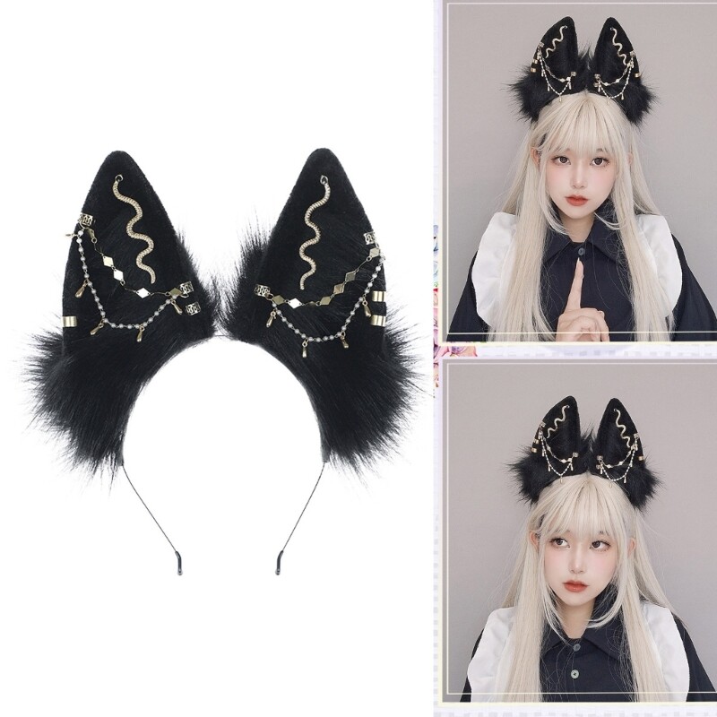 Gothic Headband Students Live Broadcast Hairband Foxes Ear Hair Hoop Colorful