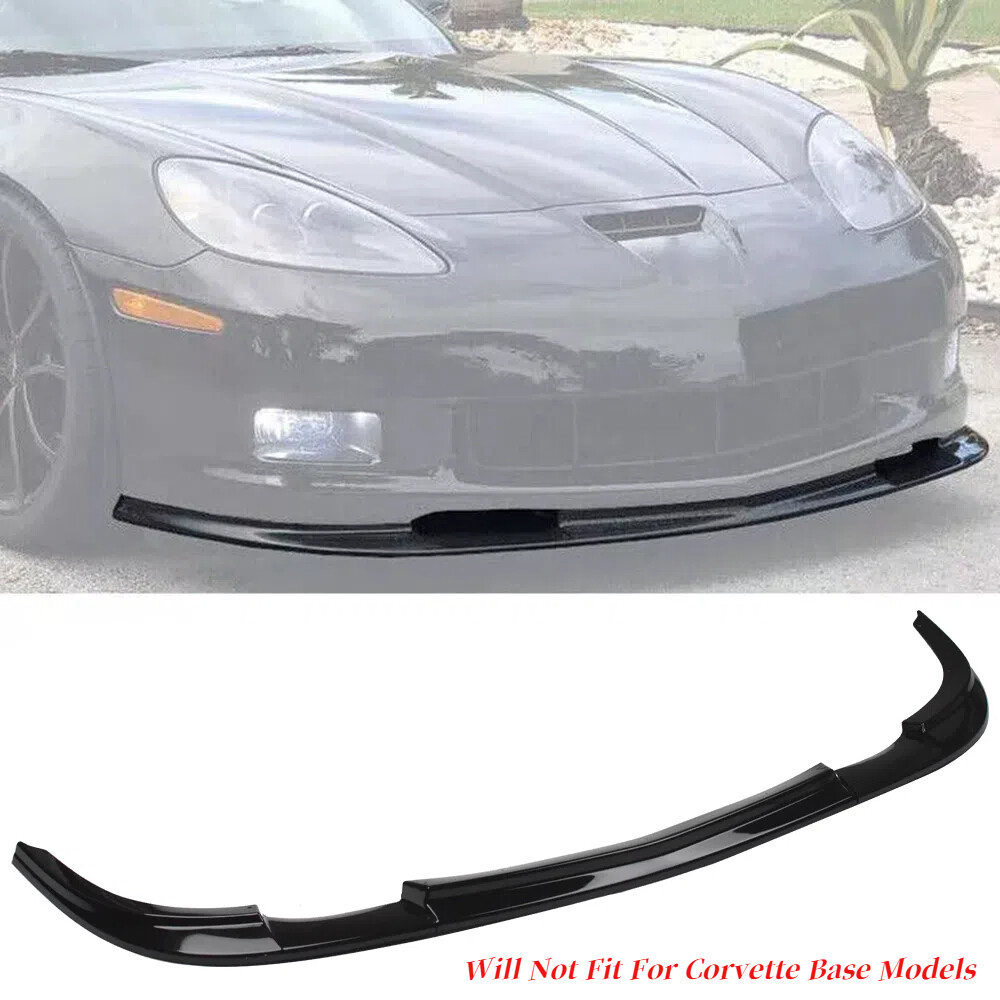 For 06-13 Corvette C6 ZR1 Style Glossy Black Front Bumper Splitter Lip Kit