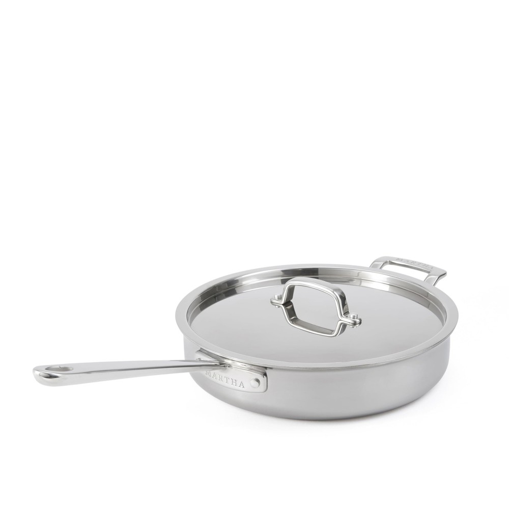 Martha 3.5-Quart Triply Stainless Steel Saute Pan with Lid & Ceramic Coating