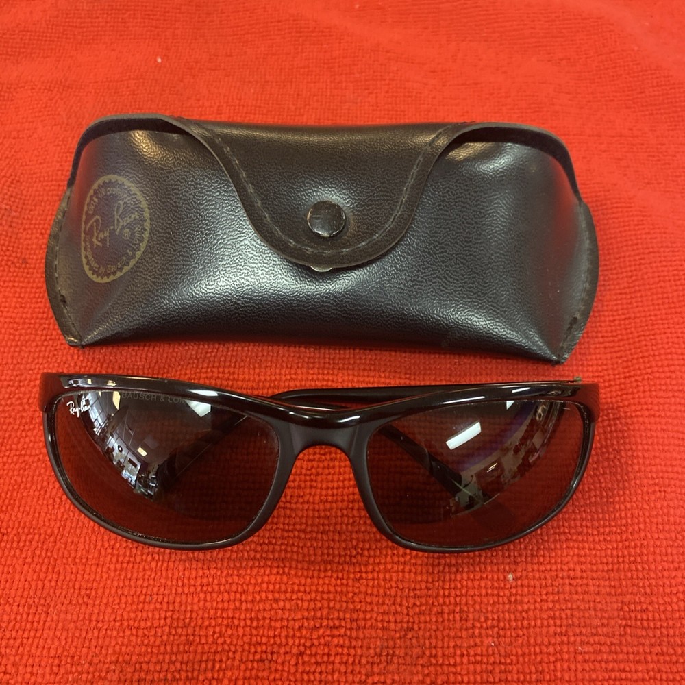 Ray Ban PS2 W1847 NTAS Rectangle Wrap Black Sunglasses W/case  Bausch & Lomb