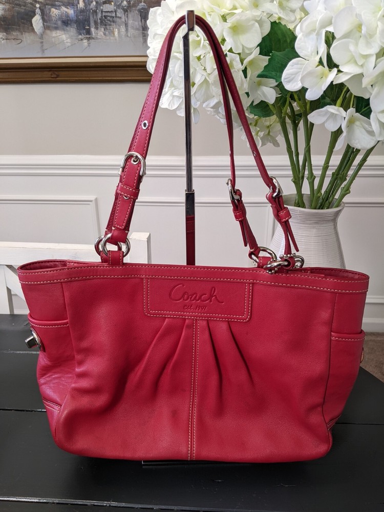 Coach  East West Gallery Red Leather Bag/Purse - STAINED F13759