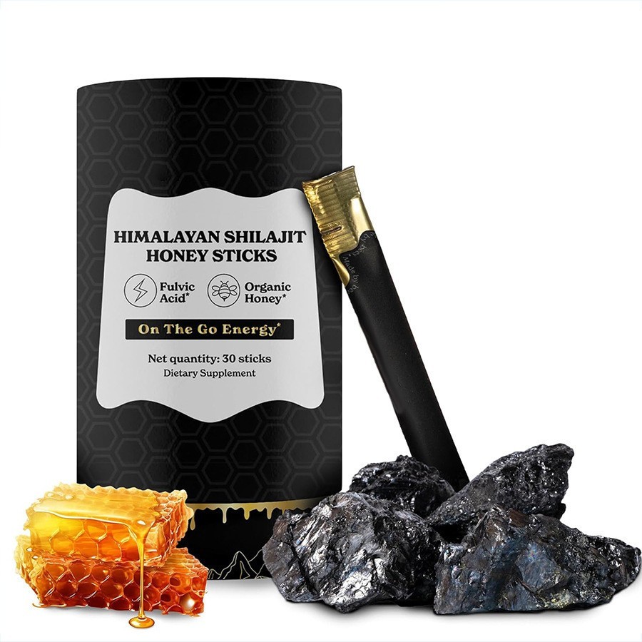 GOLD+ Shilajit Honey Sticks with 85 Minerals and Fulvic Acid for Energy Stamina
