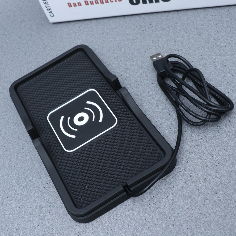 Wireless Car Charger Pad with Anti-Slip Mat and Phone Holder Stand  