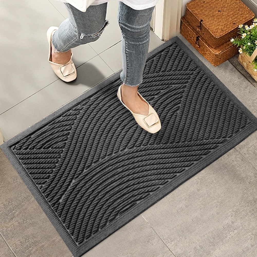Sturdy Absorbent Front Door Mat for Mud Dirt Resistance Outdoor Welcome
