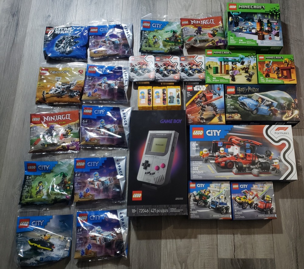 Sealed Lego Lot! Box Sets, Polybags, Minifigures, Star Wars, Gameboy In Hand