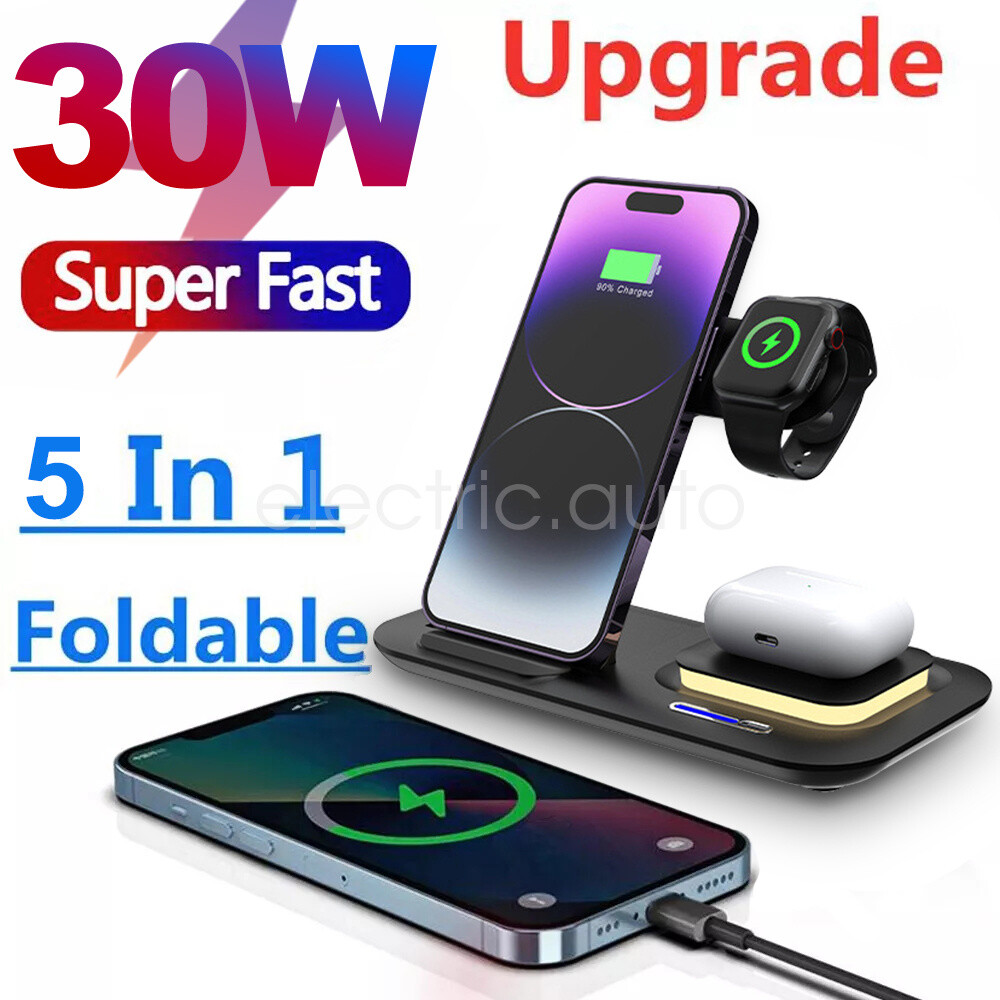 30W Wireless Charger Fast Charging Dock Stand iPhone Apple Watch Airpods Samsung