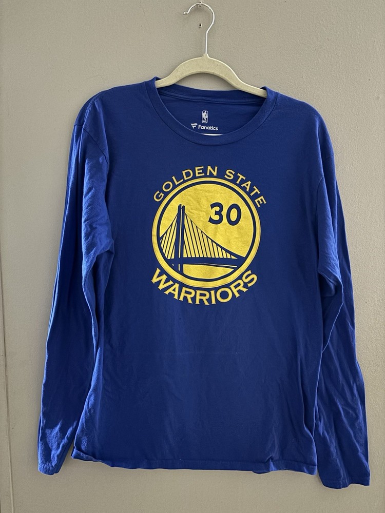 Golden State Warriors Fanatics Long Sleeve Stephen Curry Blue Large Retails