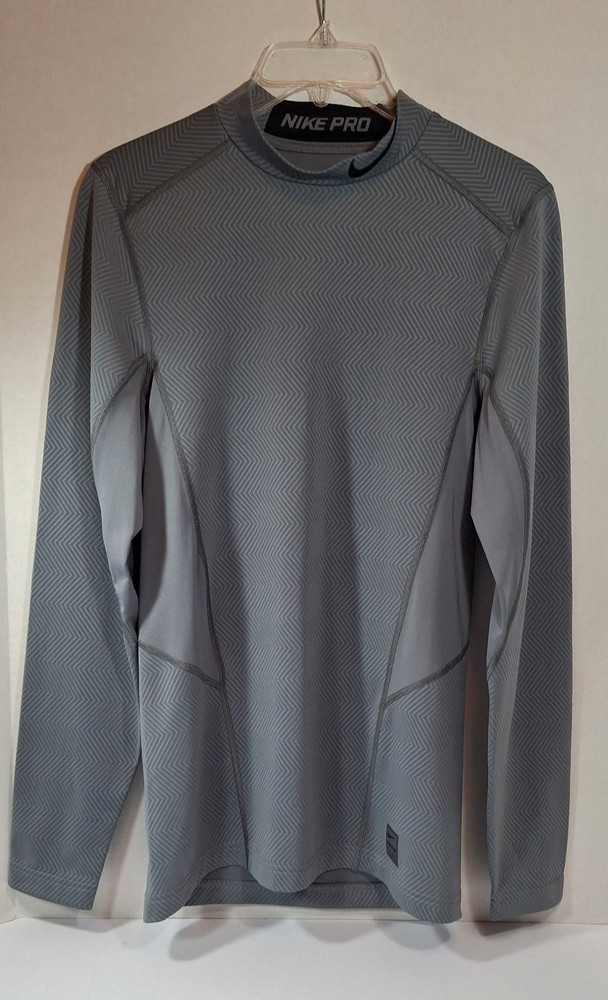 Nike Pro Dri-Fit Shirt Mens Small Gray Fitted Short Sleeve Crew Neck