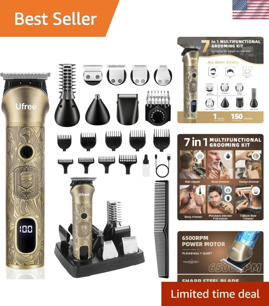Men's Cordless Beard Trimmer & Electric Shaver Kit for Mustache Grooming