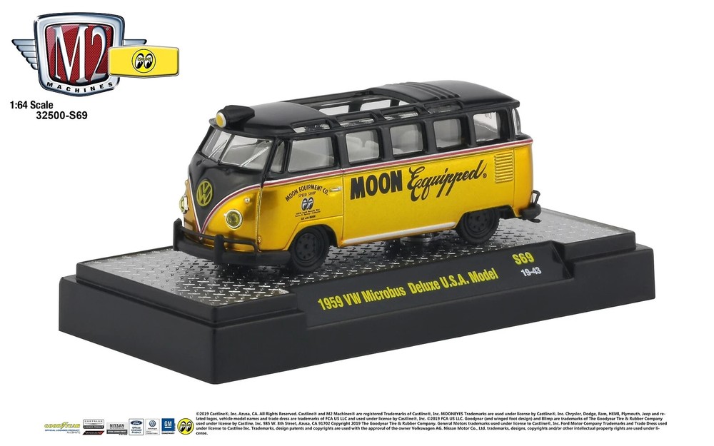 M2 MACHINES MOON EQUIPPED 1959 VW MICROBUS DELUXE USA MODEL 1/64 DIECAST 32500