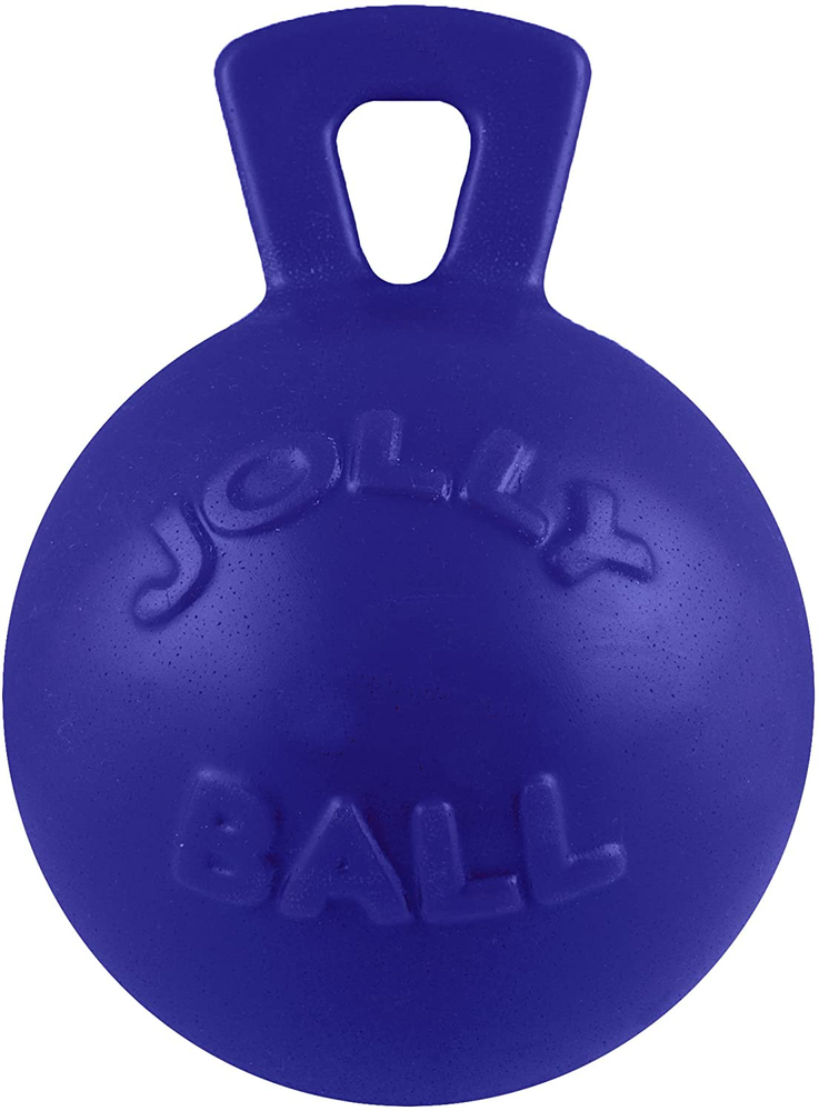 Tug-N-Toss Large 8-Inch Blue Dog Toy Ball with Handle