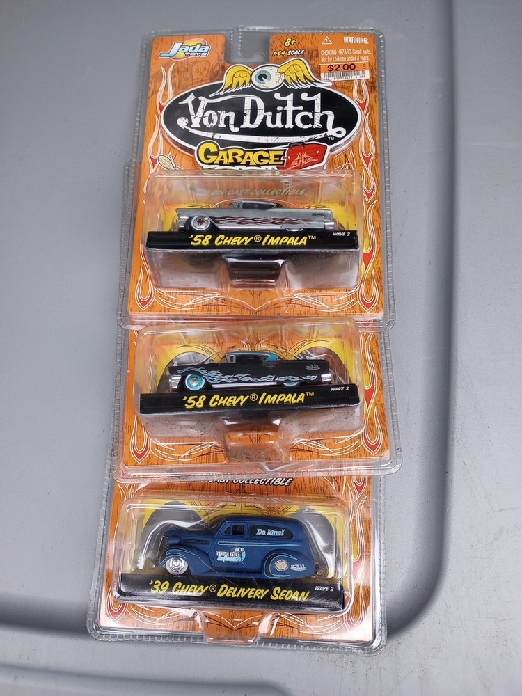 'lot Of 3 Jada Toys Von Dutch Garage  1:64 New Chevy Specials Collection Vtg