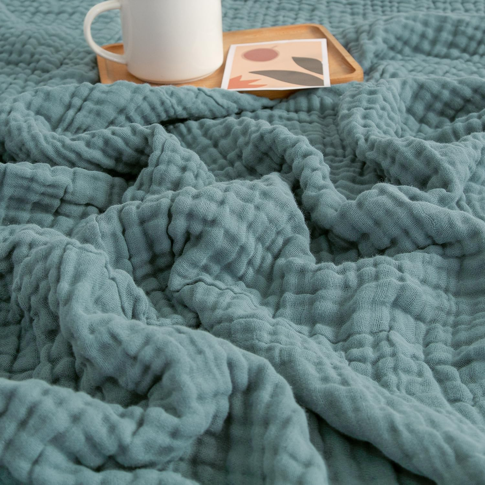 Muslin Couch Throw Blanket Breathable Lightweight All-Season Soft Gauze