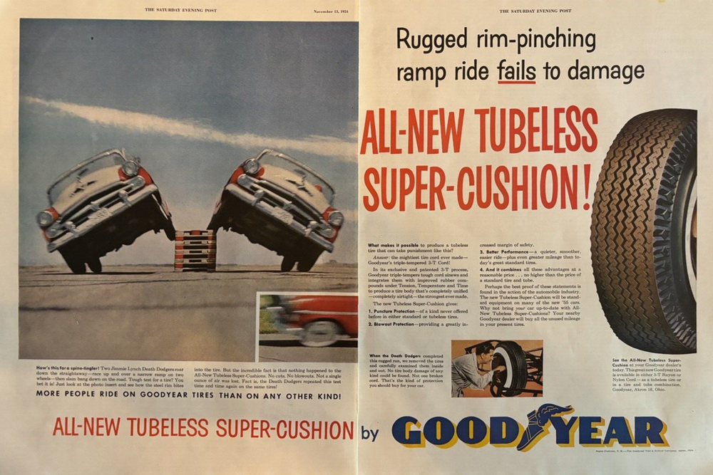 1954 Goodyear Tubeless Super Cushion Tires Vintage Print Ad for Cars-image