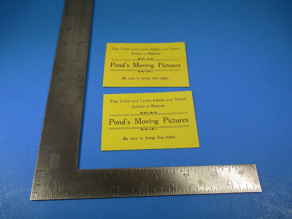Vintage Set of Two Golden Coupon Ticket to Pond's Moving Pictures Matinee S5685-image
