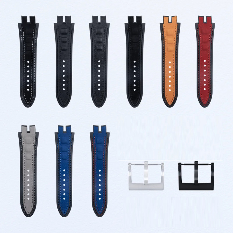 Fits Roger Dubuis Excalibur Models 28mm Soft Nubuck Leather Nylon Watch Strap