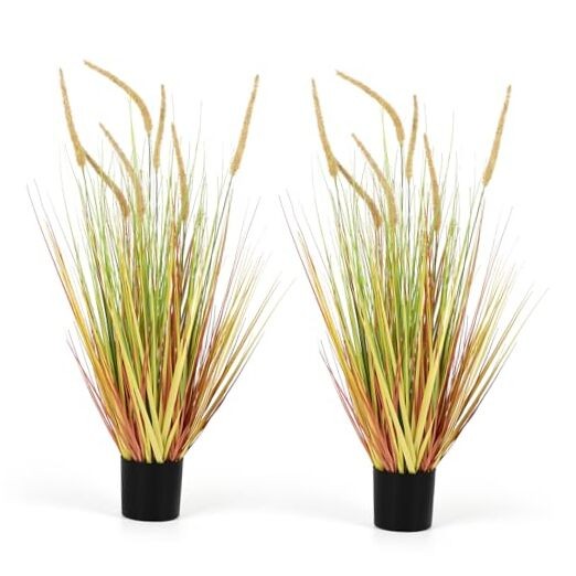 3FT Artificial Onion Grass and Gold Pampas Floor Greenery Plant
