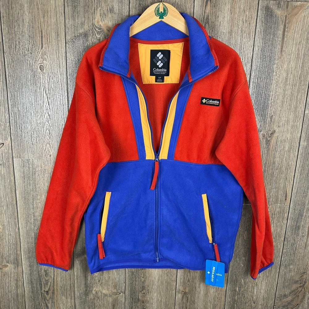 Columbia Backbowl II Full-Zip Colorblock Fleece Jacket in Red/Blue/Yellow - Size Small