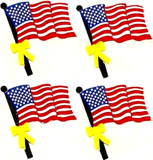 AMERICAN FLAG with YELLOW RIBBON Kromekote Sandylion Stickers **VINTAGE**