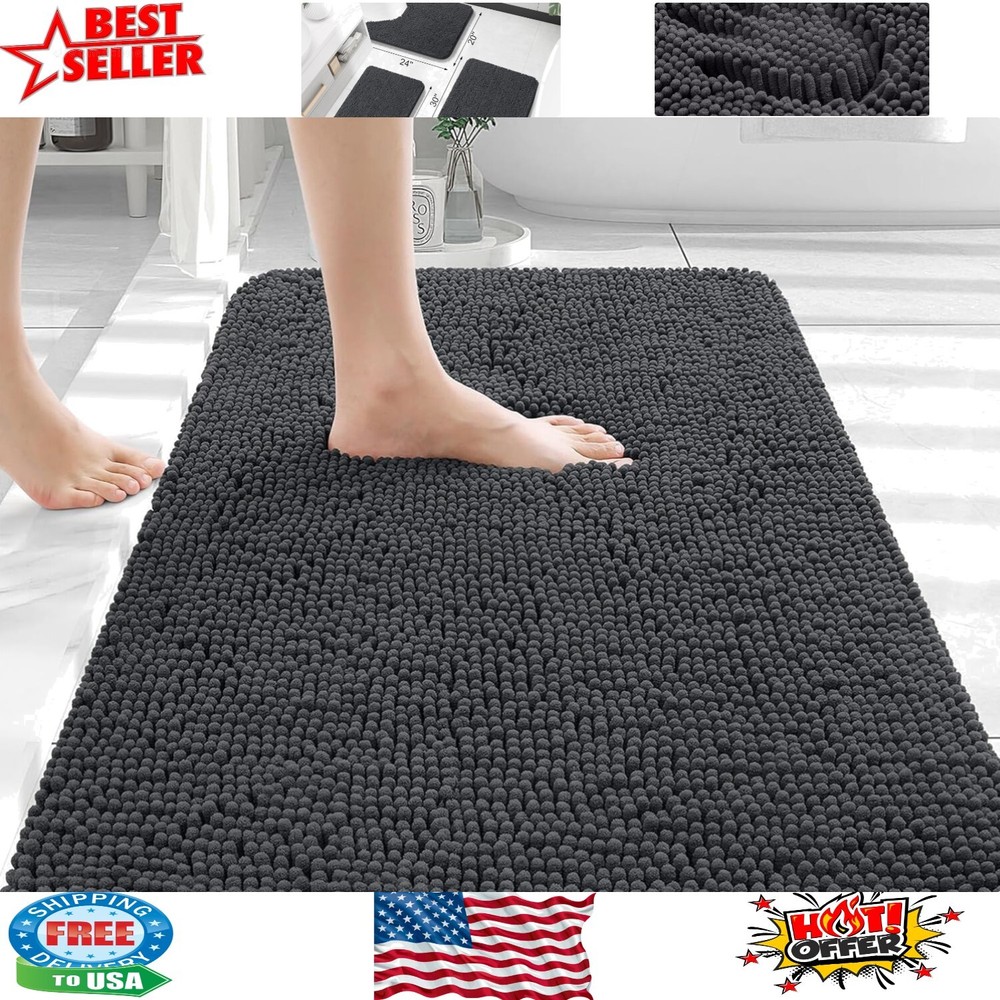 Extra Soft 30x20 Chenille Bath Rug – Absorbent Stain-Resistant Luxury