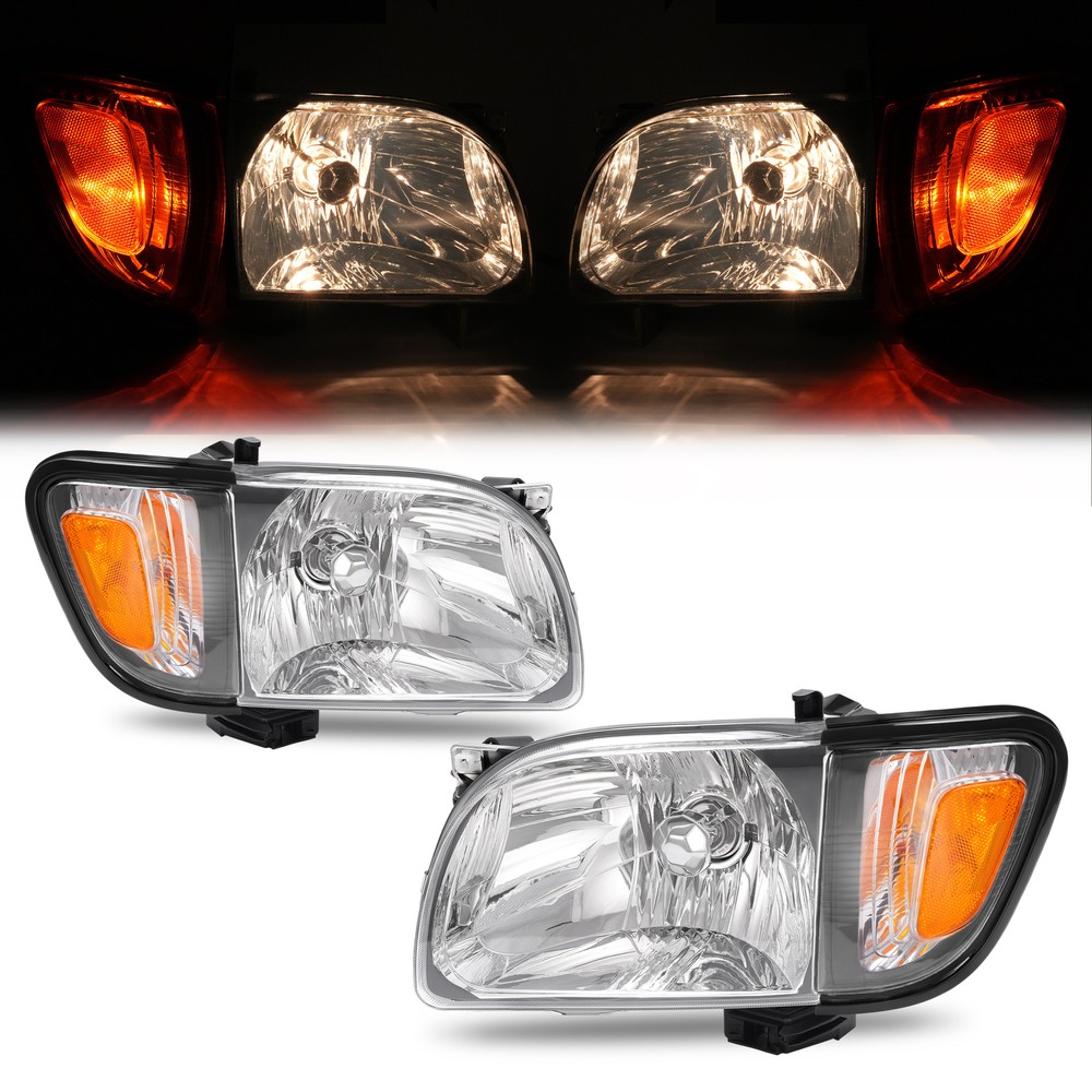 Headlights +Corner Lights w/Bulbs For Toyota Tacoma 2001 02 03 2004 Left & Right