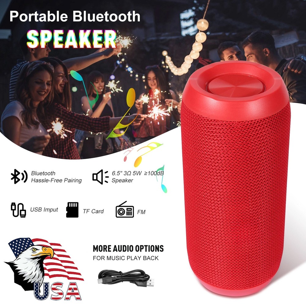 Bluetooth Wireless Speaker Portable Waterproof Stereo Bass Sound USB TF FM Radio