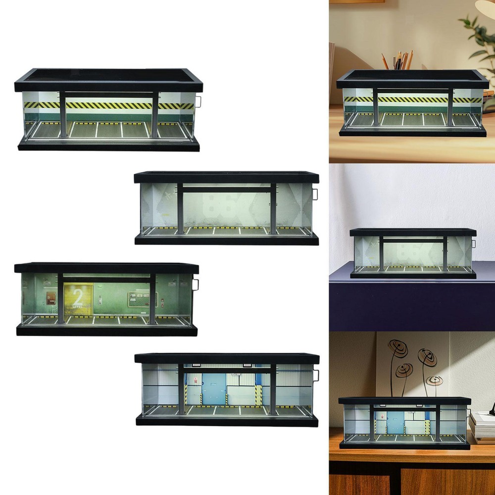 1/64 Parking Lot Scene Display Case Simulation Ornaments Diecast Car Garage