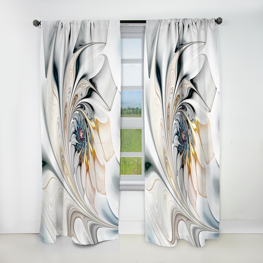 Designart 'White Stained Glass Floral' Modern Blackout