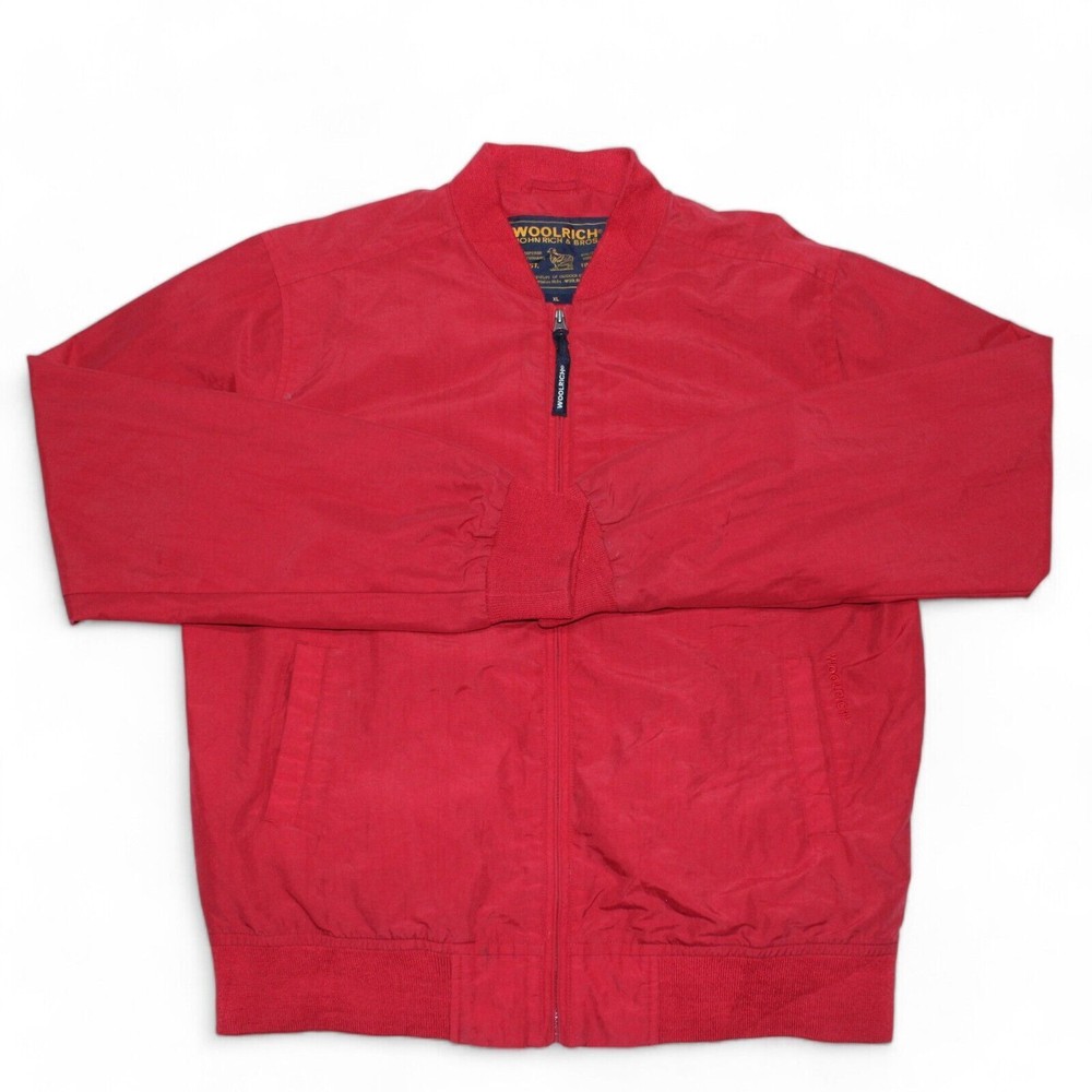 Woolrich Lightweight Jacket Womens XL Red Full Zip Lined Vintage Y2K Pockets