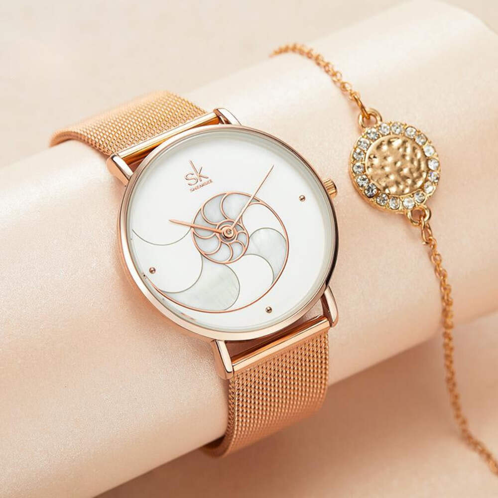 Ladies Stainless Steel Mesh Bracelet Quartz Watch with Waterproof Feature