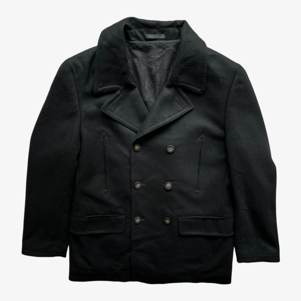 Vintage 90s Men's Ralph Lauren Double Breasted Black Wool Blend Jacket Retro Y2K