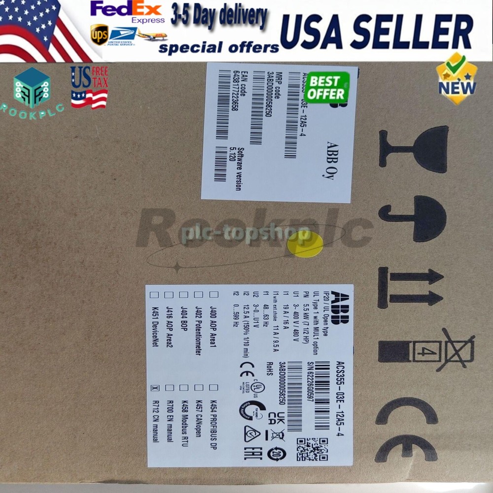 1PCS New In Box ABB Drive ACS355-03E-12A5-4 ( ACS35503E12A54 ) PLC No Keypad