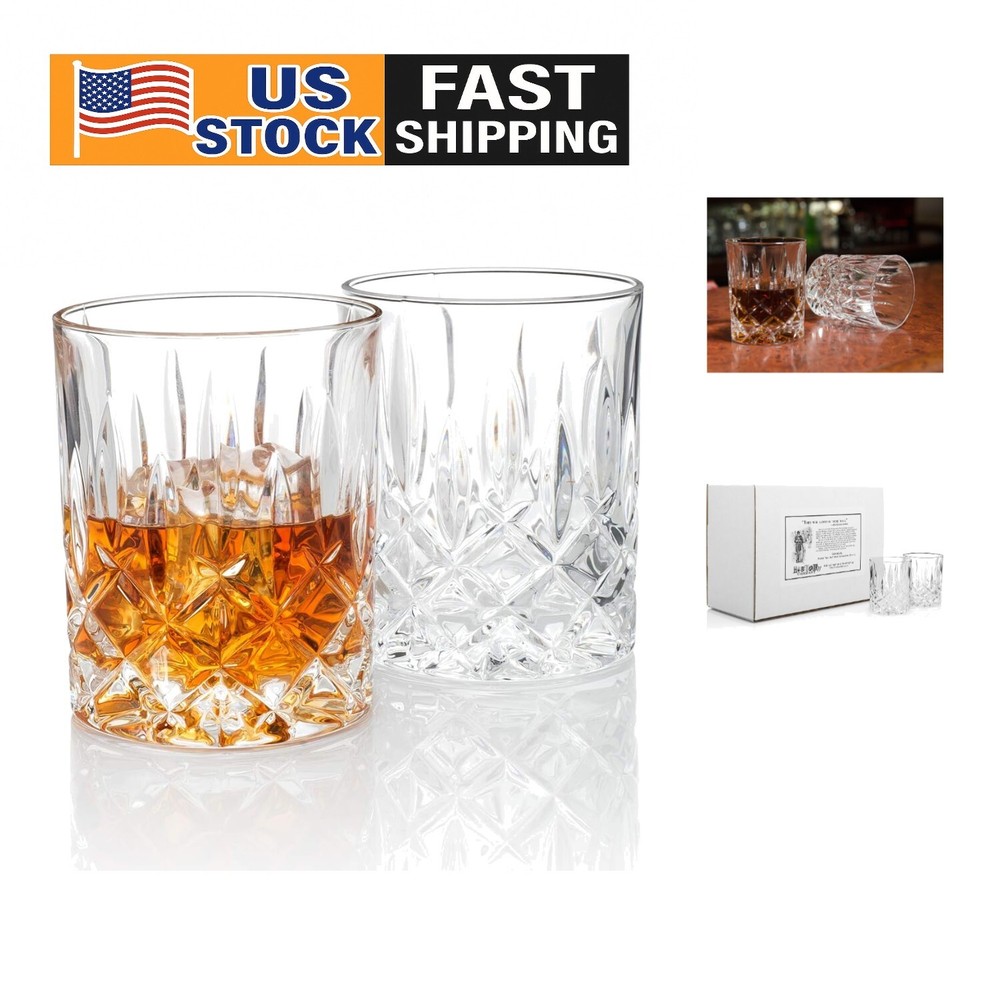 Astor Crystal Whiskey Glass Set of 2 - Luxury Old Fashioned Tumblers Gift Box