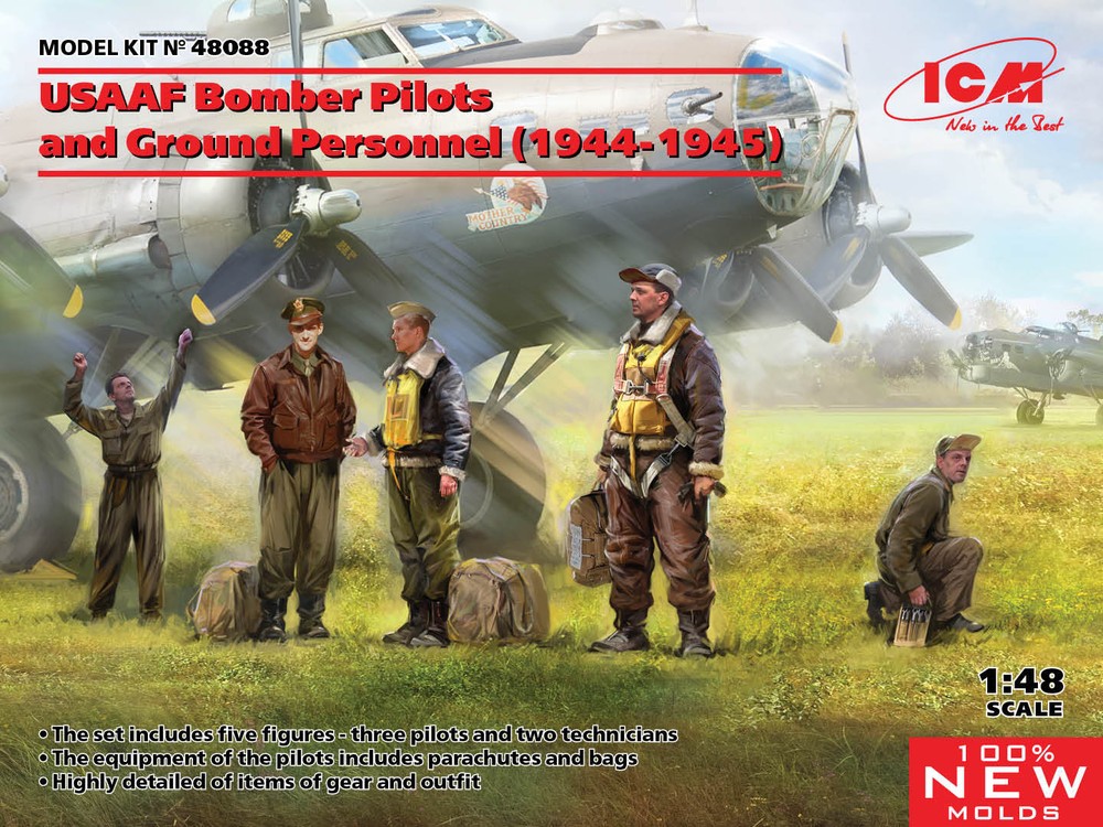 1/48 ICM 48088 USAAF Bomber Pilots and Ground Personnel (1944-1945) scale kit