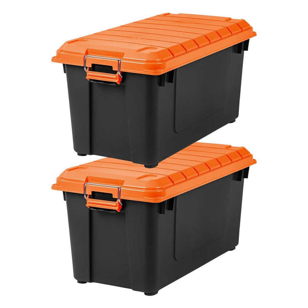 2 Pack 20 Gallon Heavy Duty Stackable Plastic Storage Totes for Garage