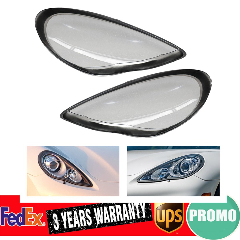 Left+Right Headlight Lens Covers Pair Fit Porsche Panamera 2010 2011 2012 2013