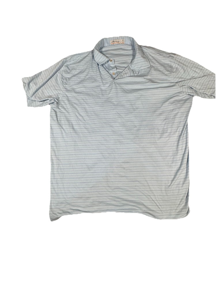 Peter Millar Featherweight Golf Polo Shirt Mens 2XL Blue Striped Performance