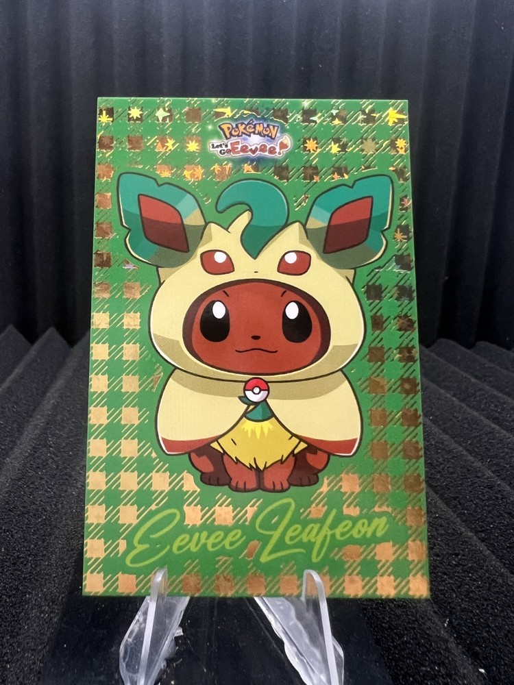 Eevee Leafeon Poncho - Gold Box Hit Holo - Let's Go Eevee Database- Pokemon Card